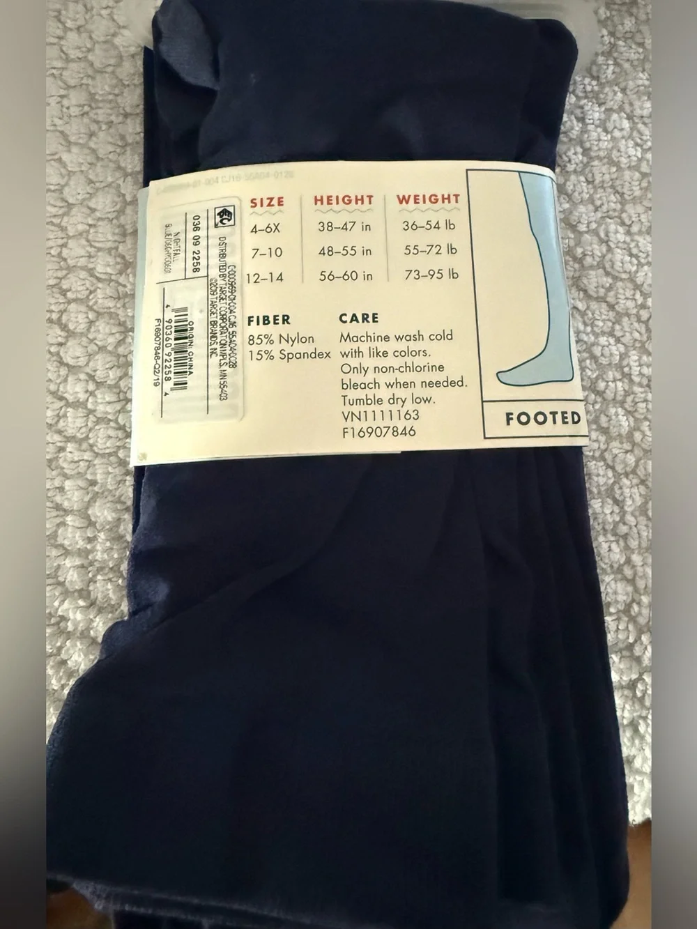 Cat & Jack Footed Tights - Deep Navy Size 12-14
